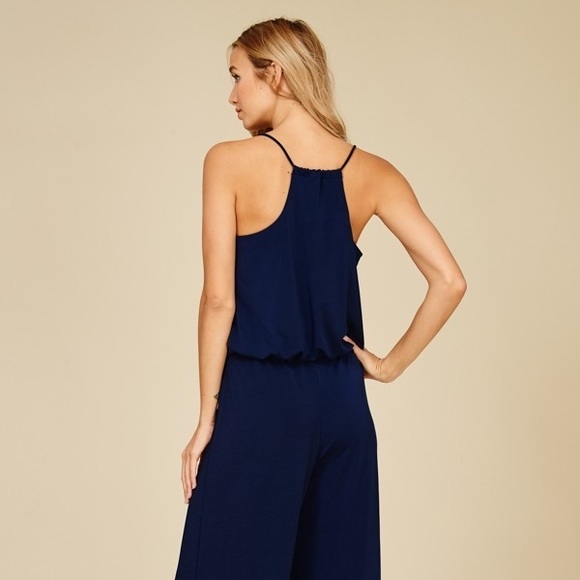 Navy Wide Leg Jumpsuit - Picture 2 of 2